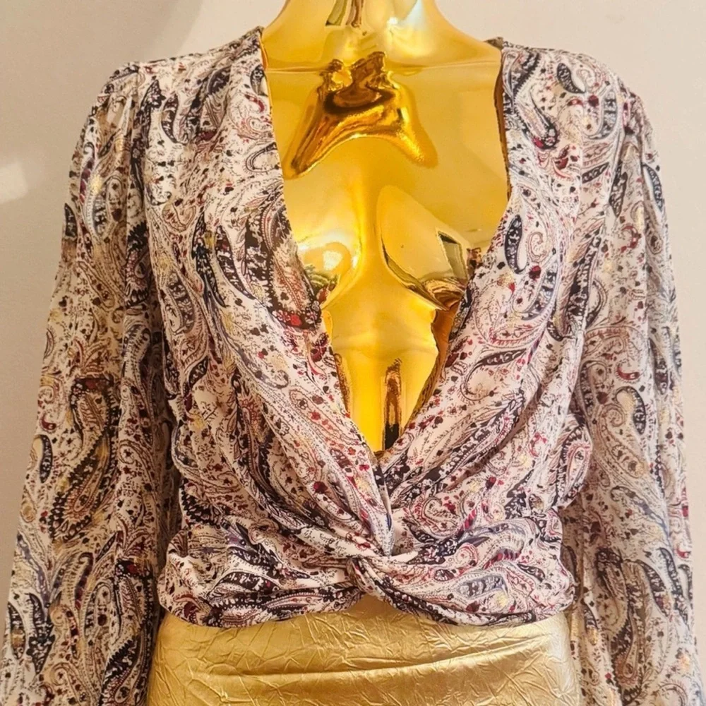 Fashion Nova Gold Flecks in Your Edges Crop Top, Paisley, XLarge, NWT - Picture 12 of 16